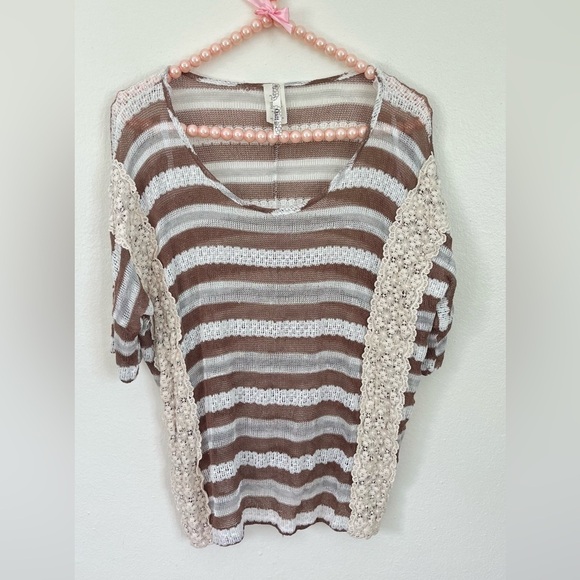 Oatt Sheer Neutral Colors Blouse in Large - Picture 1 of 7